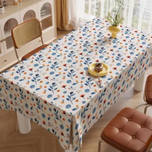 Blue Orange Flowers Tablecloth