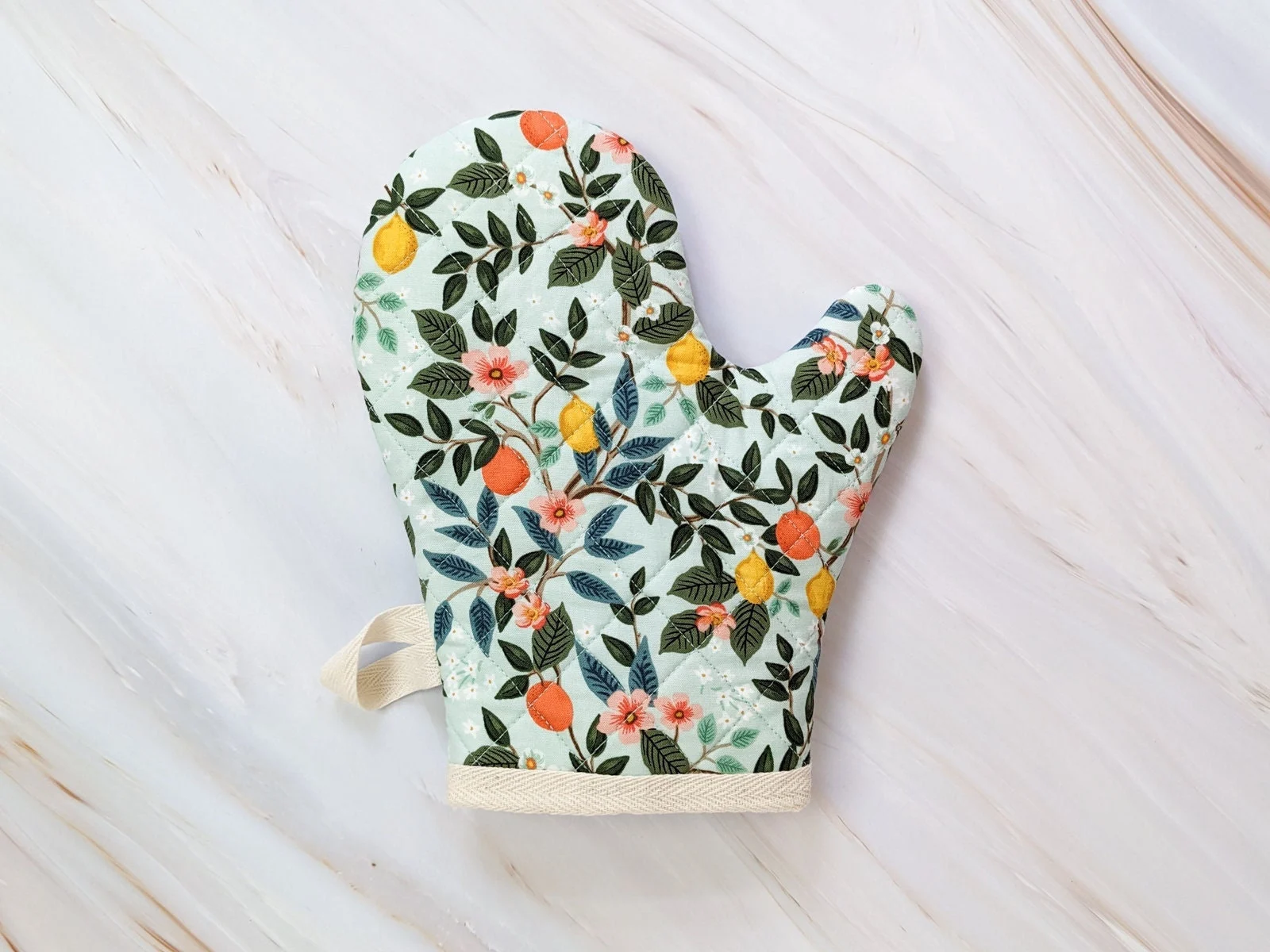 Citrus Grove Mint Floral Oven Mitt