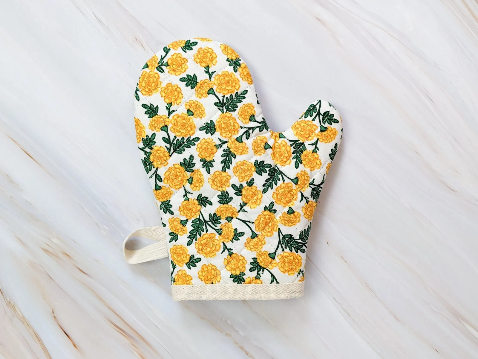 Dianthus Yellow Floral Oven Mitt
