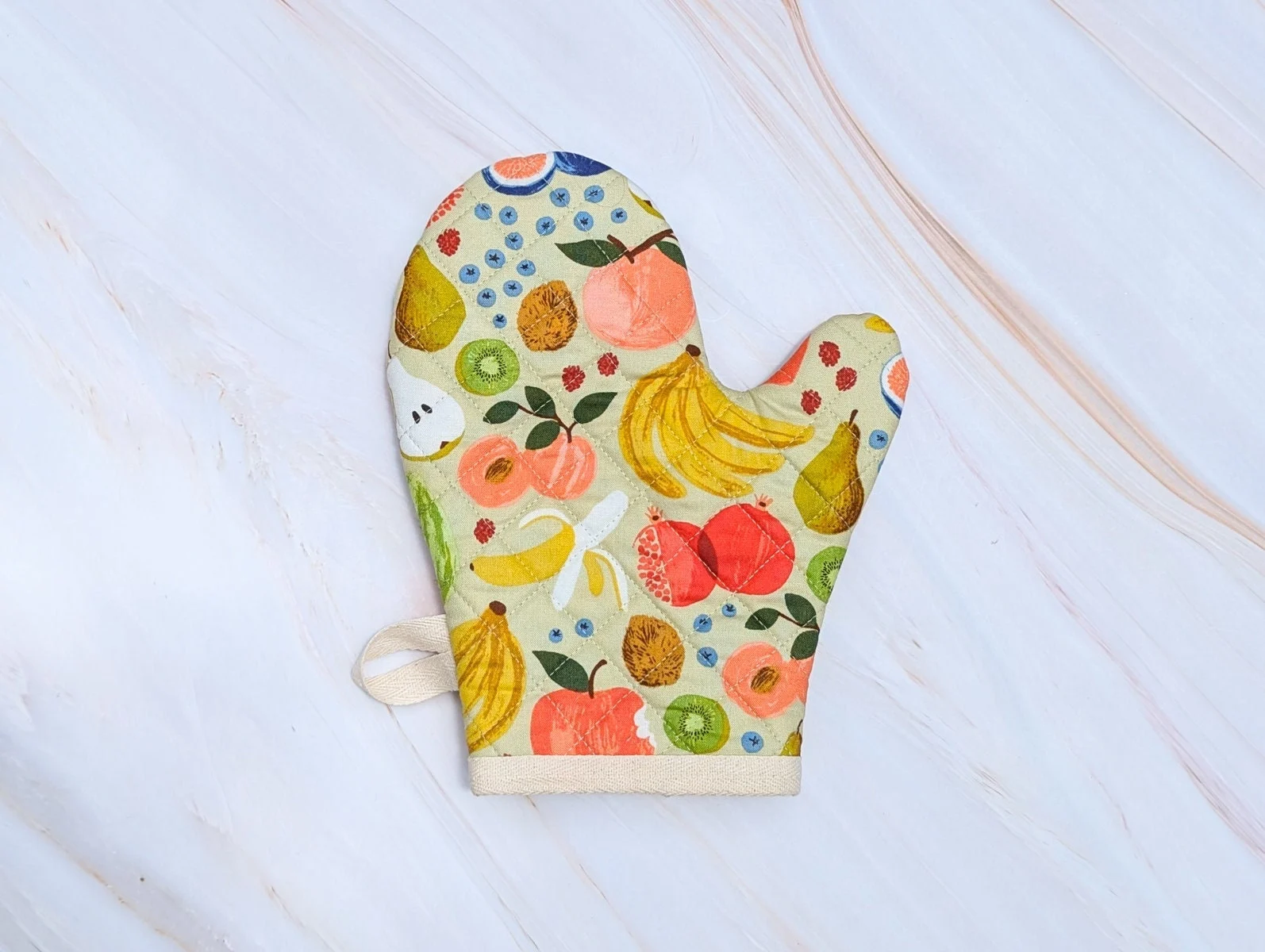 Fruit Stand Cream Floral Oven Mitt