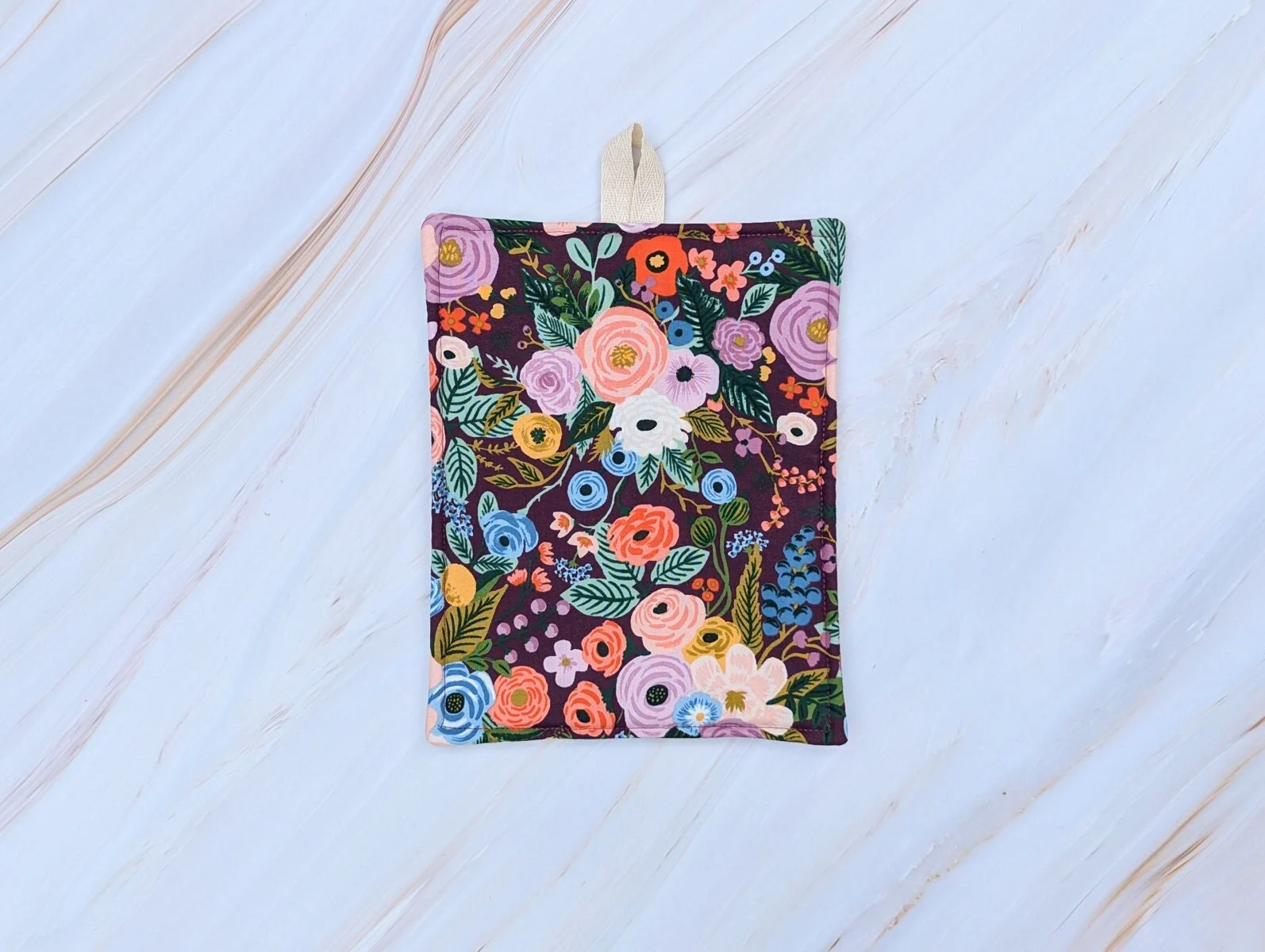 Garden Party Burgundy Floral Pot Holder