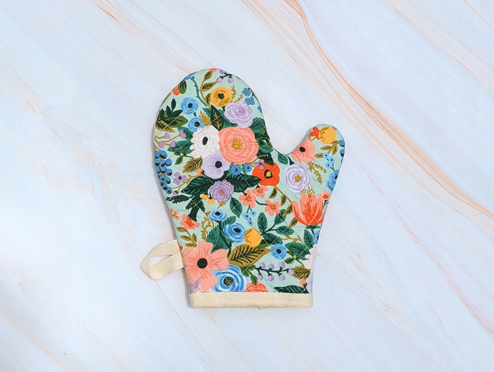 Garden Party Mint Floral Oven Mitt