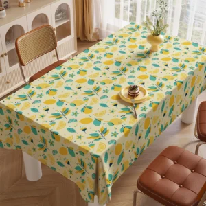 Lemon Leaves Print Tablecloth Kitchen Decor Home Decor