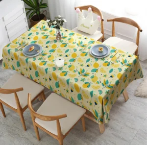 Lemon Leaves Print Tablecloth Kitchen Decor Home Decor