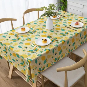 Lemon & Leaves Print Tablecloth