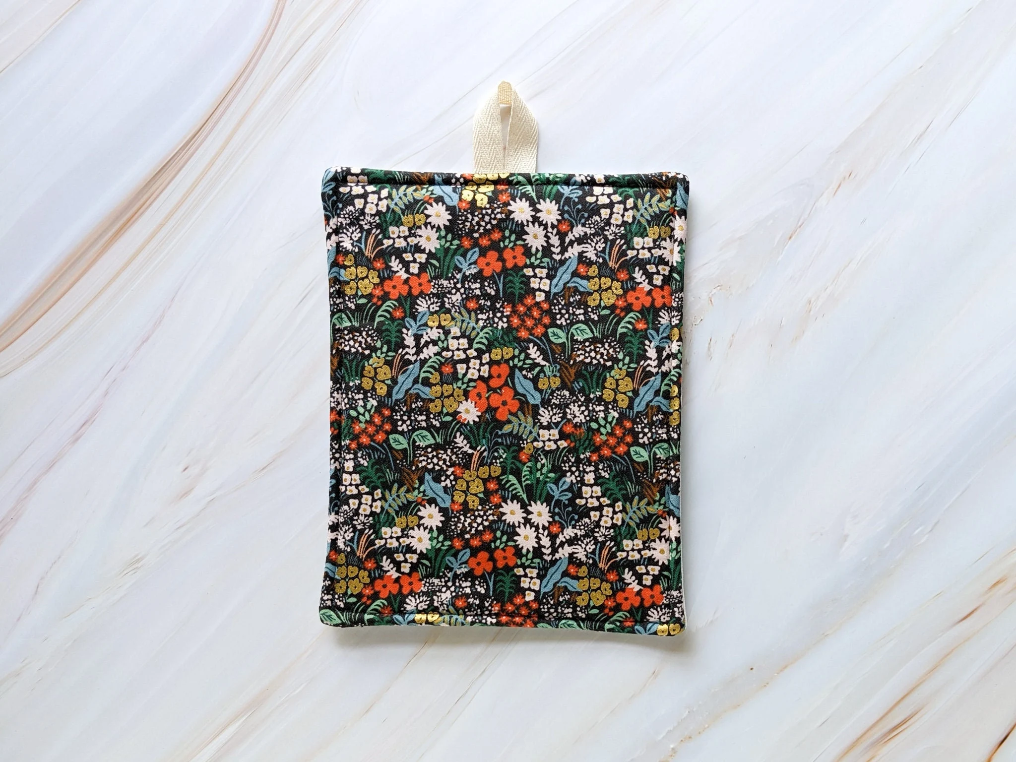 Meadow Black Fabric Floral Pot Holder