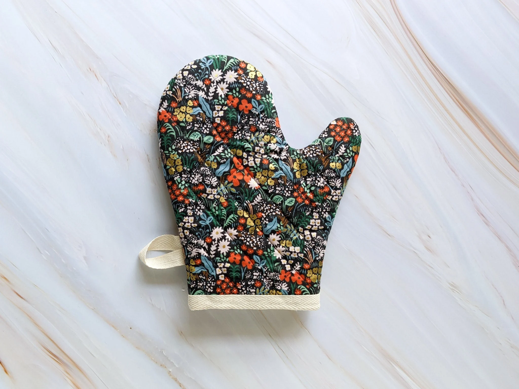 Meadow Black Floral Oven Mitt