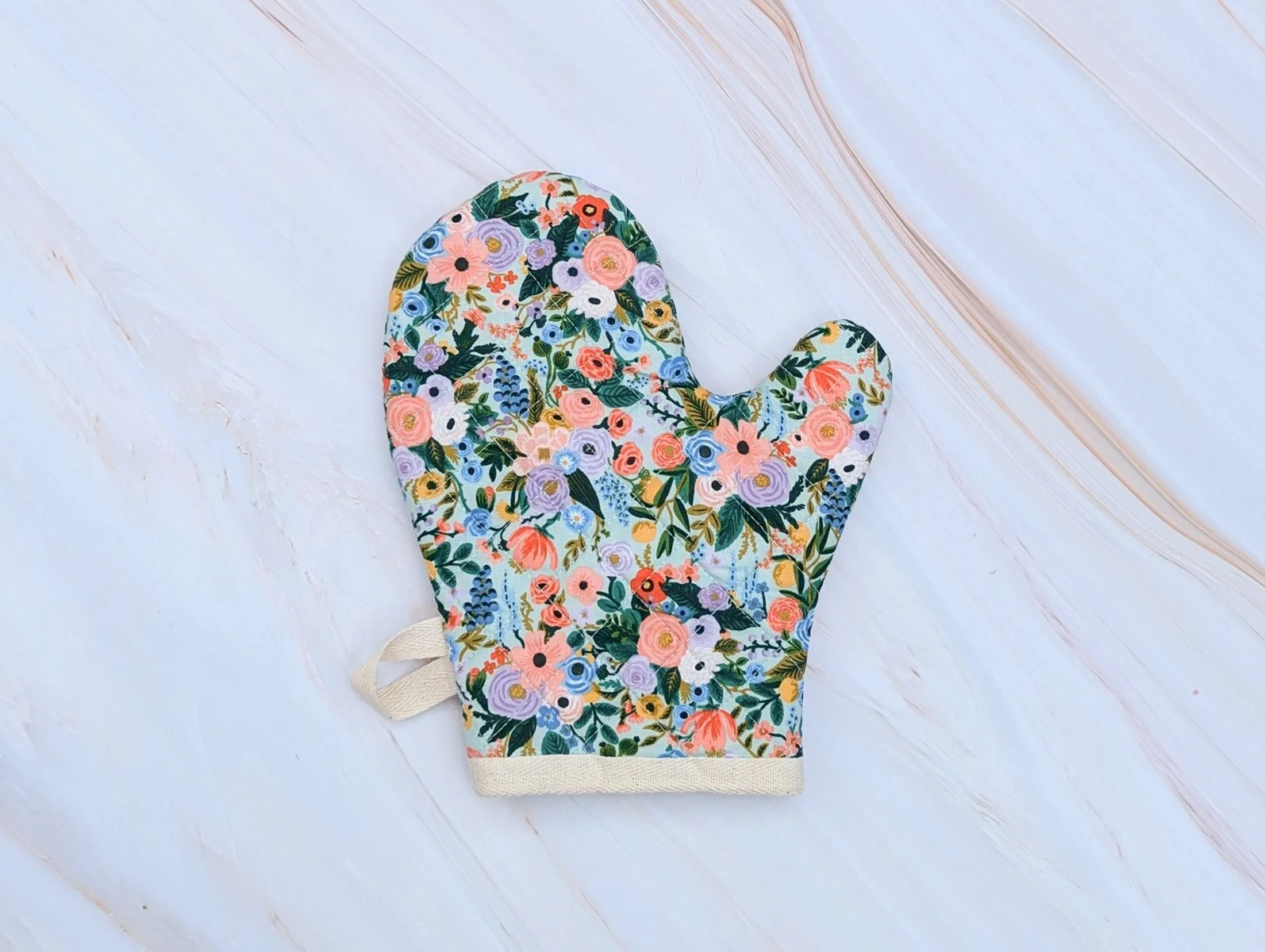 Petite Print Garden Party Mint Floral Oven Mitt