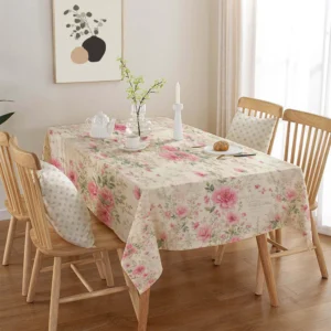 Pink Floral Print Tablecloth