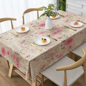 Pink Floral Print Tablecloth