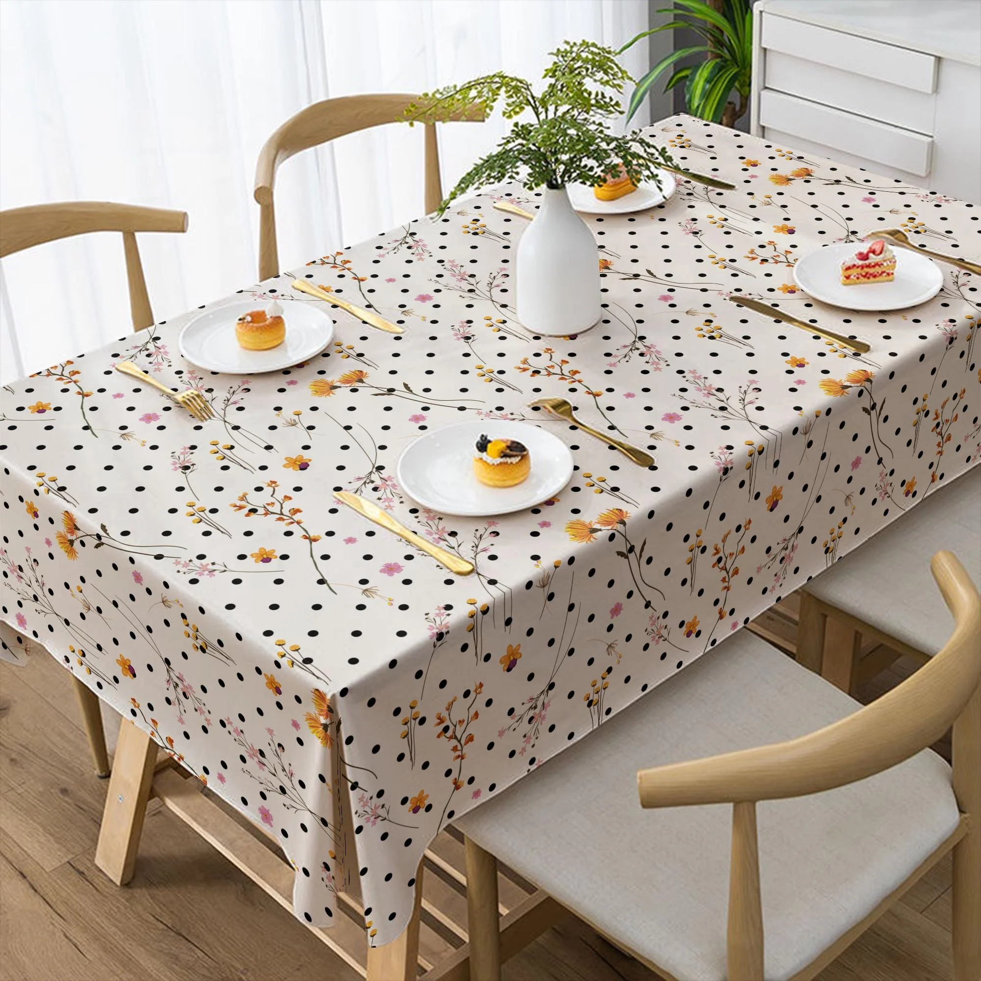 Polka Dot & Floral Tablecloth