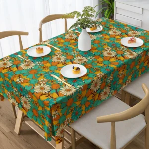 Vintage Daisy & Abstract Floral Tablecloth