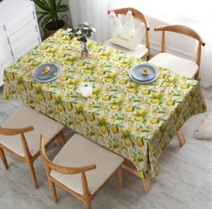 Watercolor Lemon Print Tablecloth