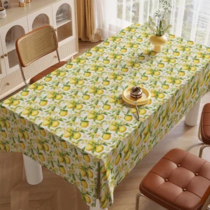 Watercolor Lemon Print Tablecloth