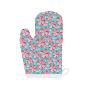 3D Sakura Cherry Blossom Pattern Heat Resistant Oven Mitts Pot Holders Set