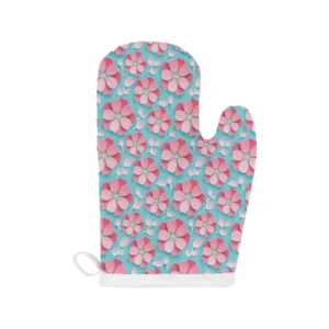 3D Sakura Cherry Blossom Pattern Heat Resistant Oven Mitts Pot Holders Set