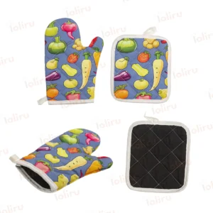 Airplane Destinations Blue Background Heat Resistant Oven Mitts Pot Holders Set