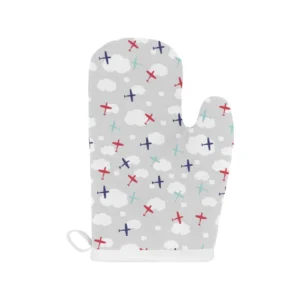 Airplane Cloud Grey Background Heat Resistant Oven Mitts Pot Holders Set