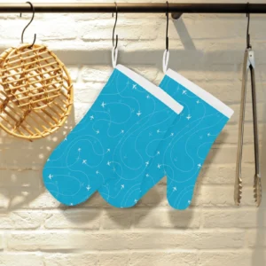 Airplane Destinations Blue Background Heat Resistant Oven Mitts Pot Holders Set