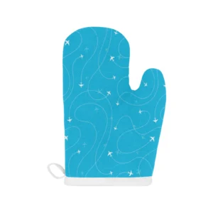 Airplane Destinations Blue Background Heat Resistant Oven Mitts Pot Holders Set