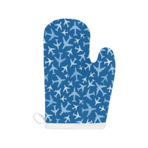 Airplane Pattern in the Sky Heat Resistant Oven Mitts Pot Holders Set