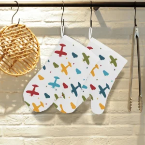 Airplane Star Cloud Colorful Heat Resistant Oven Mitts Pot Holders Set