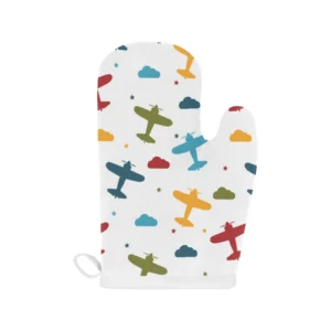 Airplane Star Cloud Colorful Heat Resistant Oven Mitts Pot Holders Set