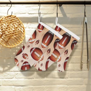 American Football Ball Design Pattern Heat Resistant Oven Mitts Pot Holders Set
