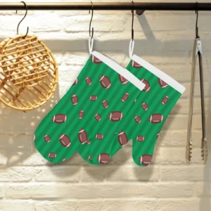 American Football Ball Field Background Heat Resistant Oven Mitts Pot Holders Set