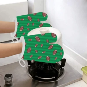 American Football Ball Field Background Heat Resistant Oven Mitts Pot Holders Set