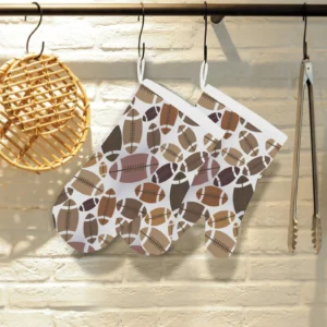 American Football Ball Pattern Heat Resistant Oven Mitts Pot Holders Set