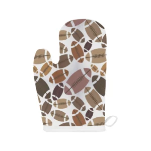 American Football Ball Pattern Heat Resistant Oven Mitts Pot Holders Set