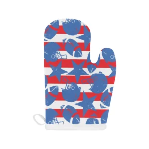 American Football Ball Star stripes Pattern Heat Resistant Oven Mitts Pot Holders Set