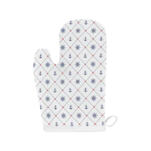 Anchor Rudder Nautical Design Pattern Heat Resistant Oven Mitts Pot Holders Set