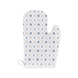 Anchor Rudder Nautical Design Pattern Heat Resistant Oven Mitts Pot Holders Set
