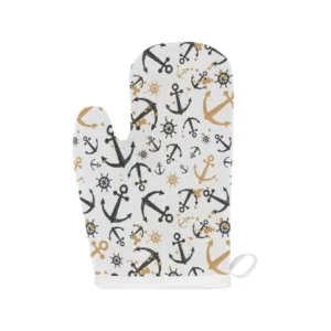 Anchors Rudders Pattern Heat Resistant Oven Mitts Pot Holders Set