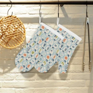 Apples Leaves Pattern Heat Resistant Oven Mitts Pot Holders Set