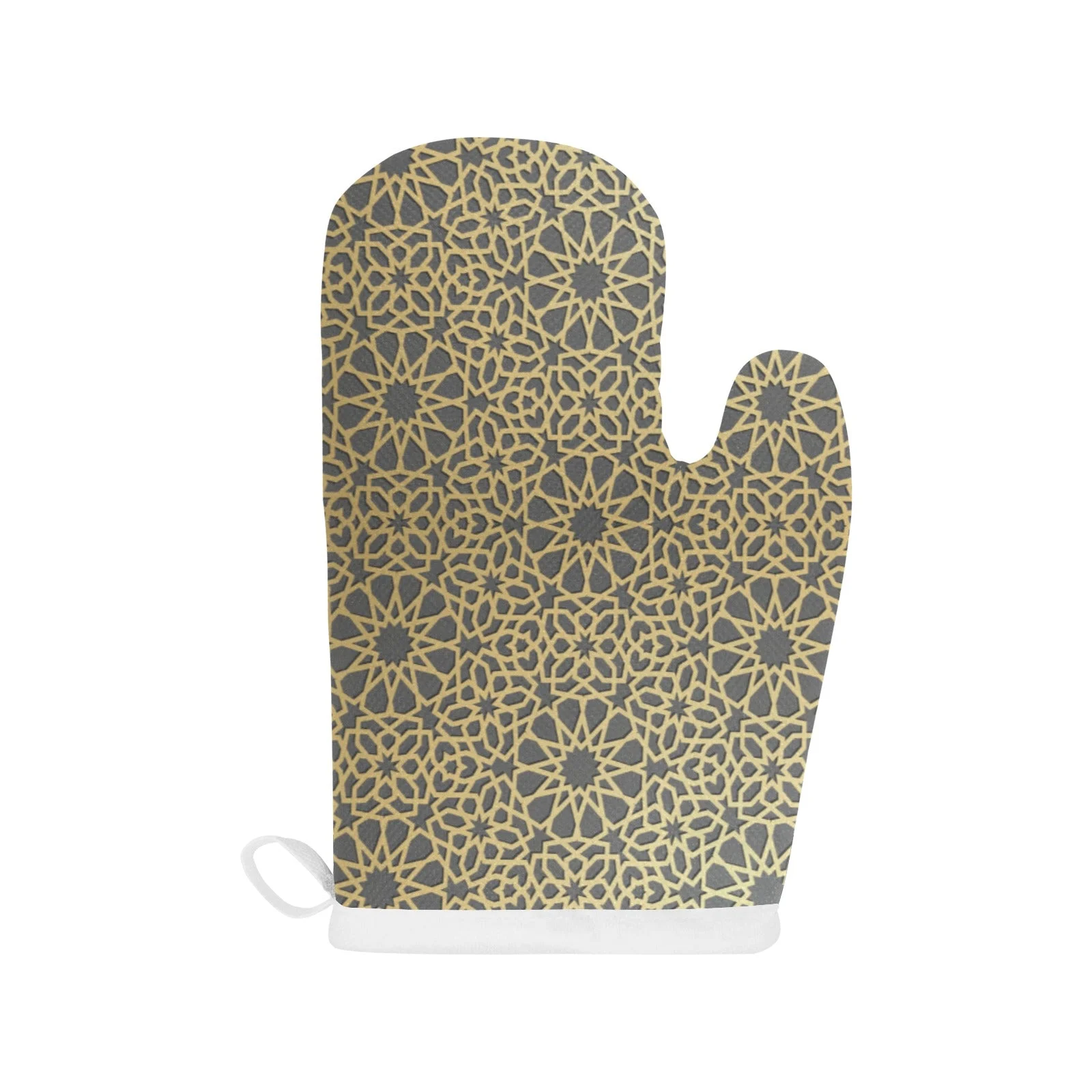 Arabic Star Gold Pattern Heat Resistant Oven Mitts Pot Holders Set Arabic Star Gold Pattern Heat Resistant Oven Mitts Pot Holders Set