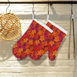 Autumn maple leaf pattern Heat Resistant Oven Mitts Pot Holders Set