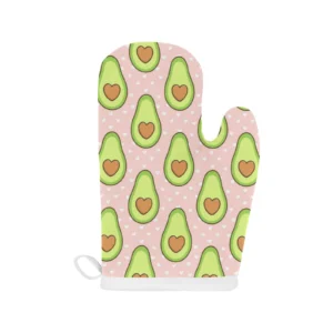 Avocado Heart Pink Background Heat Resistant Oven Mitts Pot Holders Set