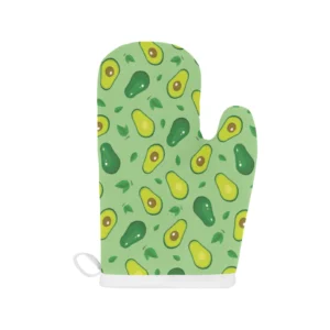 Avocado Pattern Green Background Heat Resistant Oven Mitts Pot Holders Set