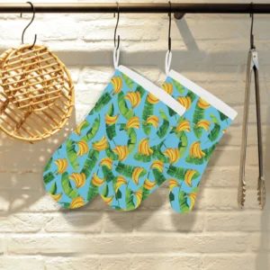 Banana Leaves Banana Design Pattern Heat Resistant Oven Mitts Pot Holders Set
