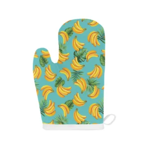 Banana Palm Leaves Pattern Background Heat Resistant Oven Mitts Pot Holders Set