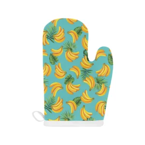 Banana Palm Leaves Pattern Background Heat Resistant Oven Mitts Pot Holders Set