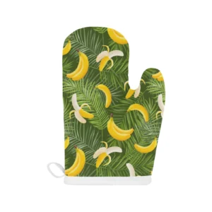 Banana Palm Leaves Pattern Heat Resistant Oven Mitts Pot Holders Set
