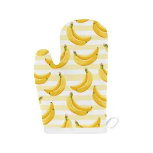 Banana Pattern Background Heat Resistant Oven Mitts Pot Holders Set