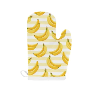 Banana Pattern Background Heat Resistant Oven Mitts Pot Holders Set