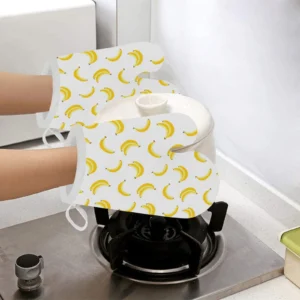Banana Pattern Heat Resistant Oven Mitts Pot Holders Set
