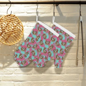 Beagle Muzzles Turquoise Paint Splashes Pink Pattern Heat Resistant Oven Mitts Pot Holders Set