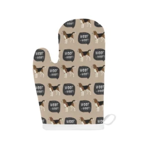 Beagle Pattern Heat Resistant Oven Mitts Pot Holders Set